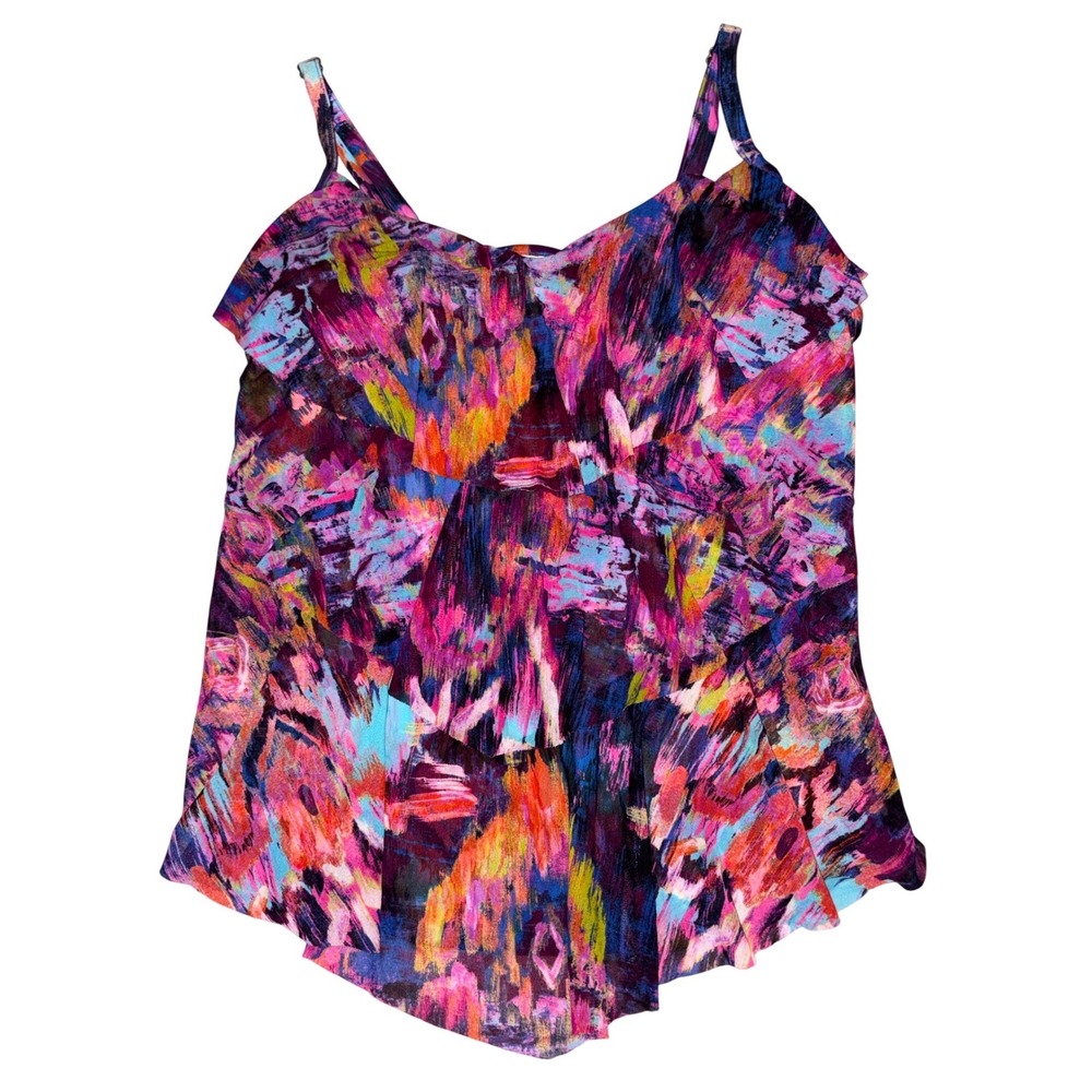 St Tropez‎ Women Multicolor Tankini Swim Top Built In Bra Plus Size 18W